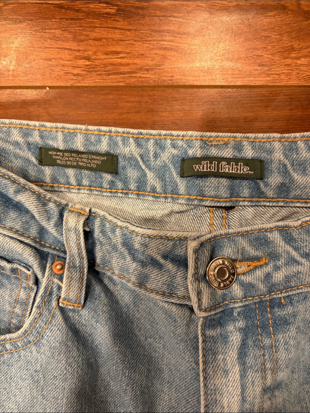 Wild Fable High Rise 90s Relaxed Straight Patchwork Jeans Two Tone Size 10 - Picture 2 of 10